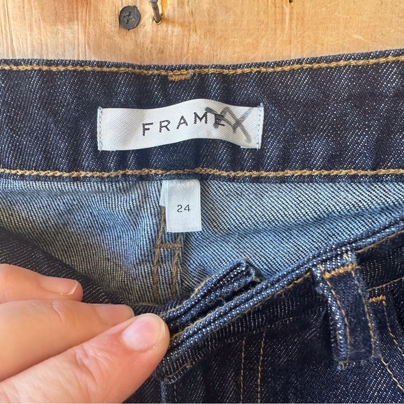 Frame Le Crop Mini Boot Rolled Hem Dark Wash Denim Jean - Picture 10 of 14